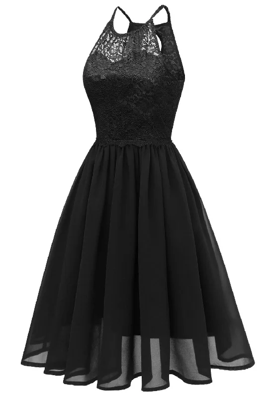 Extra Discounts Spaghetti Straps Short Chiffon Black Party Dress