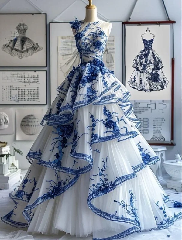 Discount Deals Vintage Sleeveless Printed A-Line Beading Long Prom Dress Evening Gown, DP4519 Discount Deals Vintage Sleeveless Printed A-Line Beading Long Prom Dress Evening Gown, DP4519