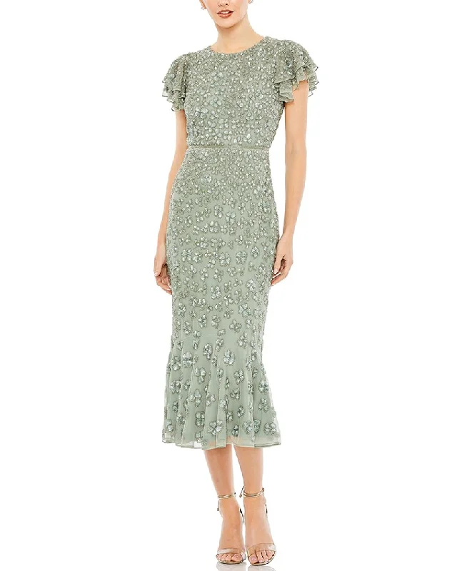 Markdown Madness Mac Duggal Flounce Sleeve Midi Dress