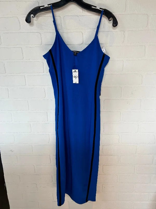 Reduced Prices Black & Blue Dress Casual Midi Express, Size Xs