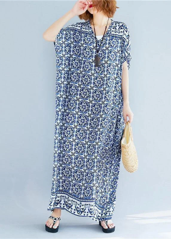 Don't Wait Beautiful v neck cotton Tunics Fabrics floral long Dresses summer