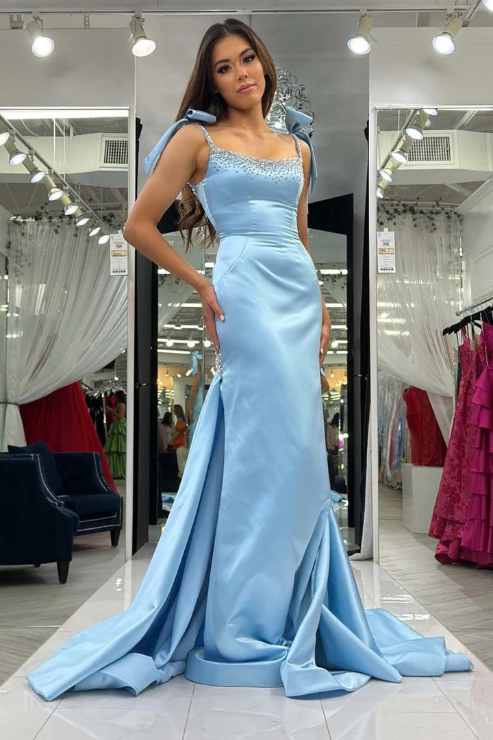 Seasonal Sale Chic Beaded Empire Bateau Mermaid Party Prom Dress