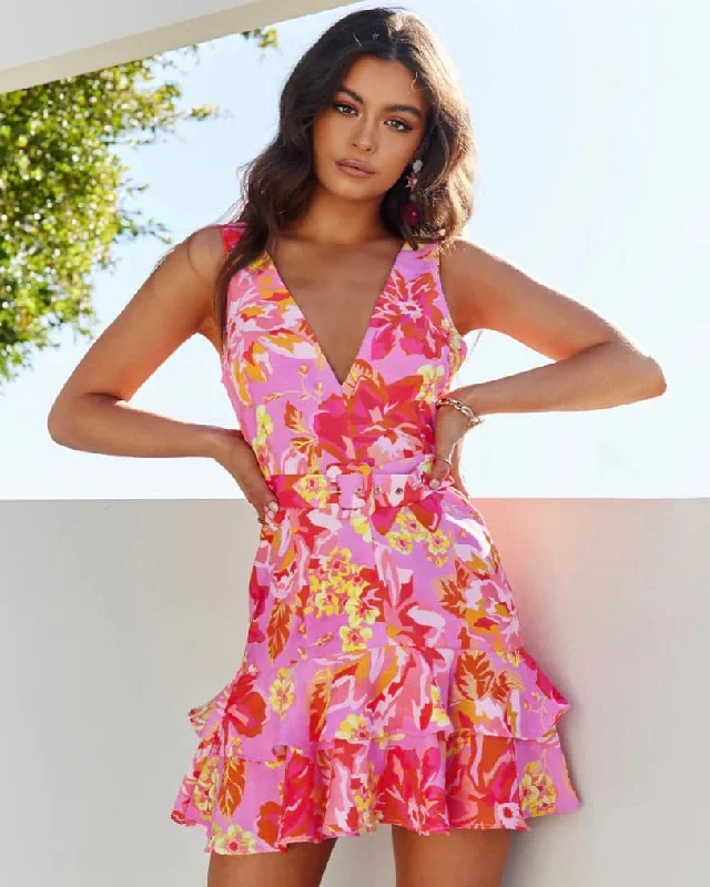 Get It Before It’s Gone Yokana Mini Dress - Pink Floral