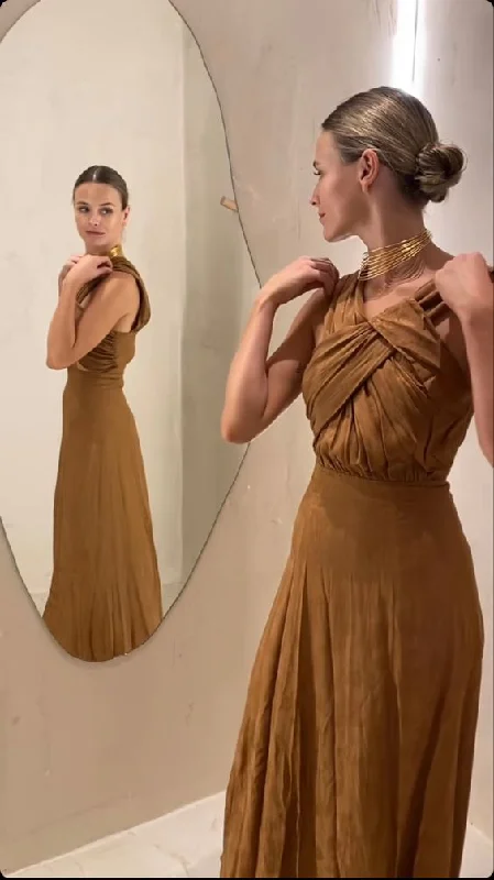 Closeout Sale Simple A-Line Long Party Dress Wedding Guest Dress, DP2072