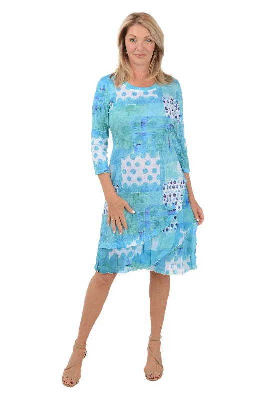 Price Drop Raindrops Layered Hem Crinkle Dress