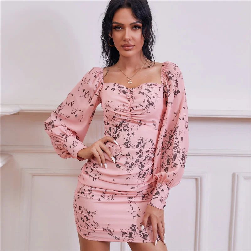 Deal of the Day KittenAlarm - Square collar puff sleeve floral print dress
