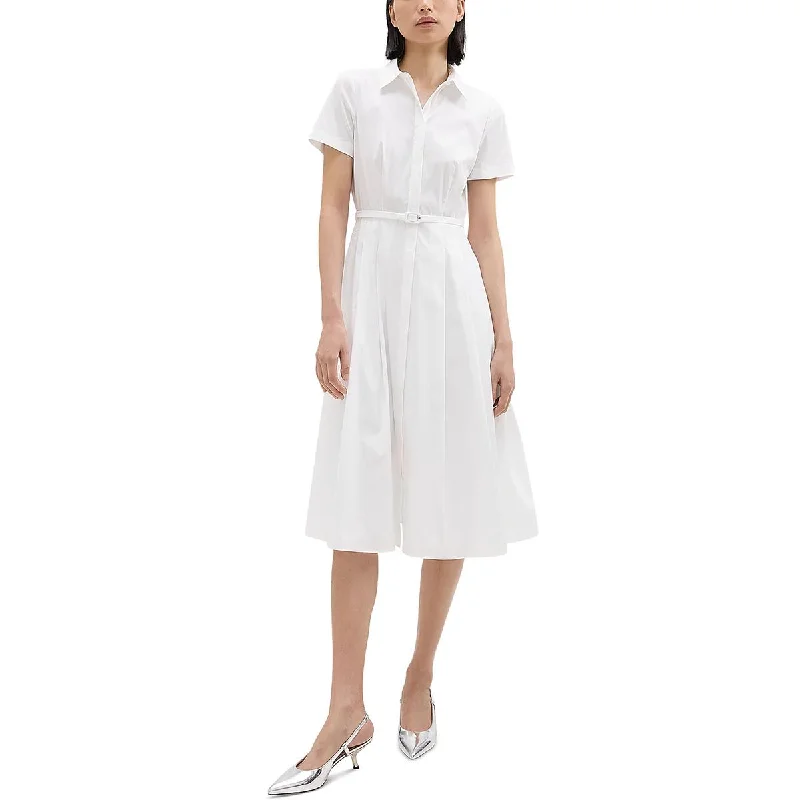 Don't Wait Womens Midi Button-Down Shirtdress