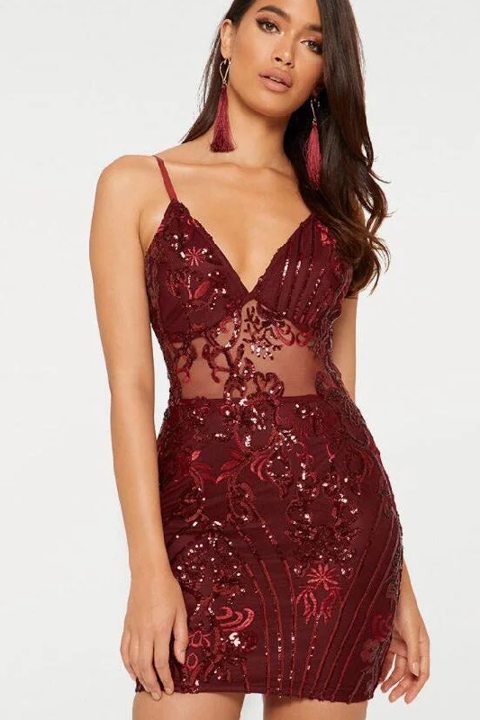 Midnight Sale Spaghetti Straps Mesh Short Party Dress with Srequins