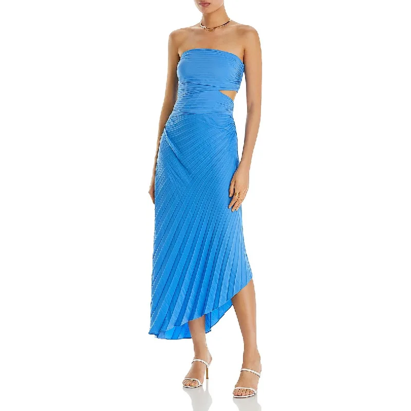 Bargain Prices Womens Shutter Pleat Asymmetric Maxi Dress