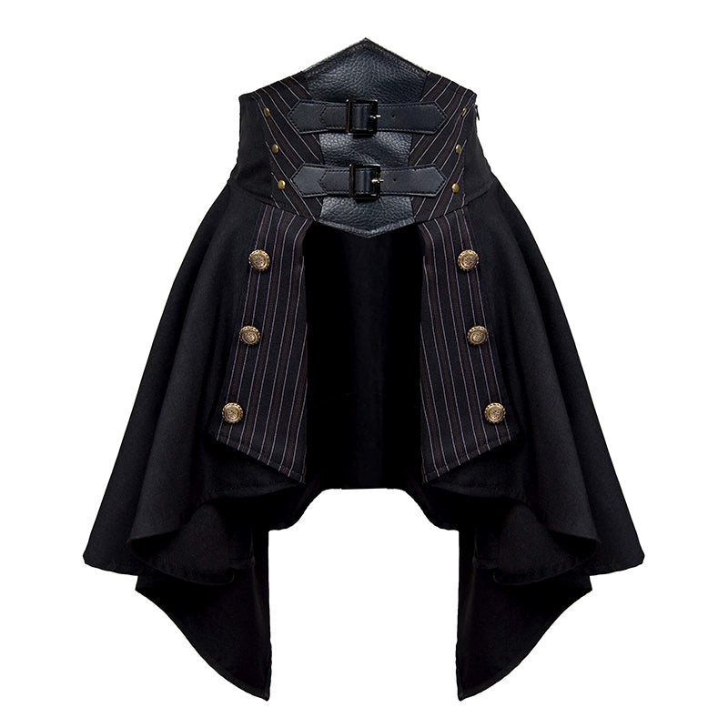 Big Savings (BFM)Mr. Yi's Steam Continent~Gothic Lolita Skirt Black High-Waisted Leather Waistband Skirt