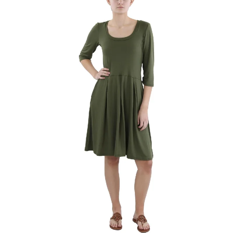 Don't Wait Womens Scoop Neck Elbow Sleeve Midi Dress