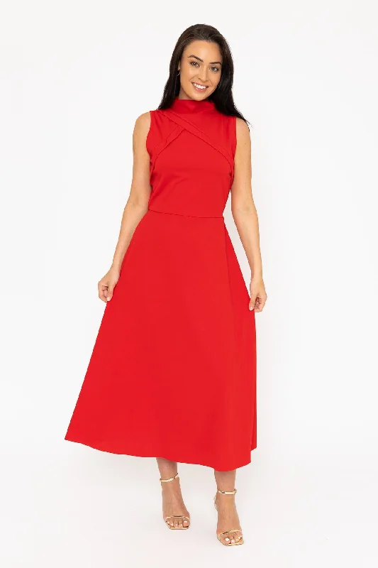 Act Now Layla Red Midi Dress