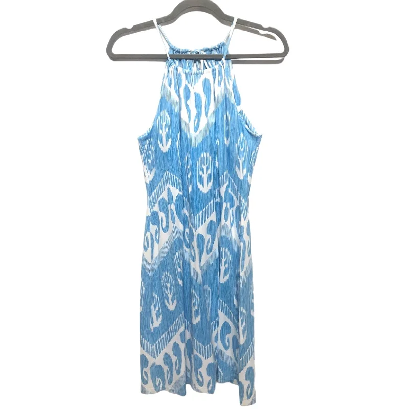 Price Drop Blue & White Dress Casual Short J Mclaughlin, Size M
