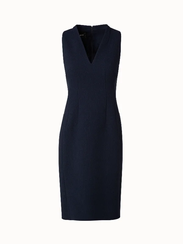 Take Advantage Wool Crêpe Double-Face Sheath Dress