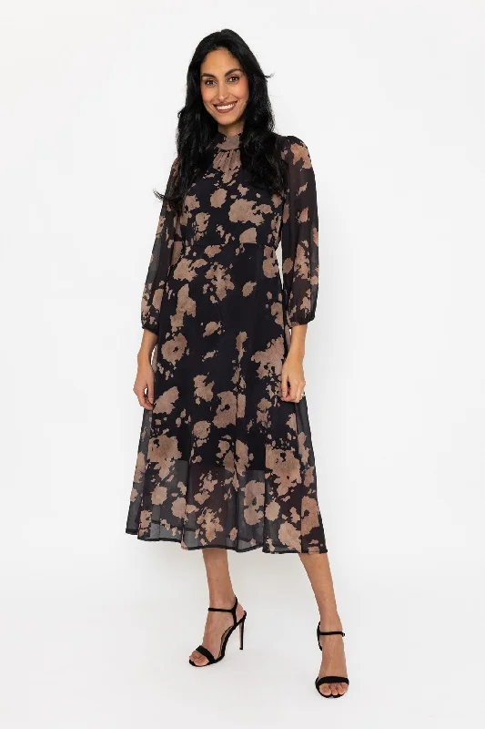 Super Savings Black Print Mollie Midi Dress