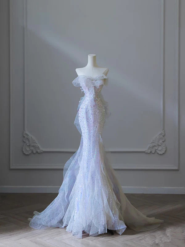 Special Discount Gorgeous Strapless Mermaid Tulle Sequins Long Prom Dress Evening Gown, DP4468 Special Discount Gorgeous Strapless Mermaid Tulle Sequins Long Prom Dress Evening Gown, DP4468