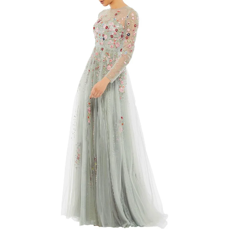 Crazy Deals Womens Rhinestone Floral Evening Dress
