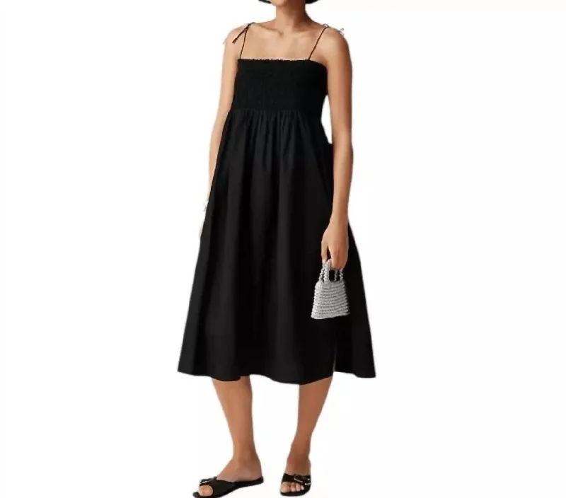 Bonus Savings Paloma Dress In Cotton Poplin In Black