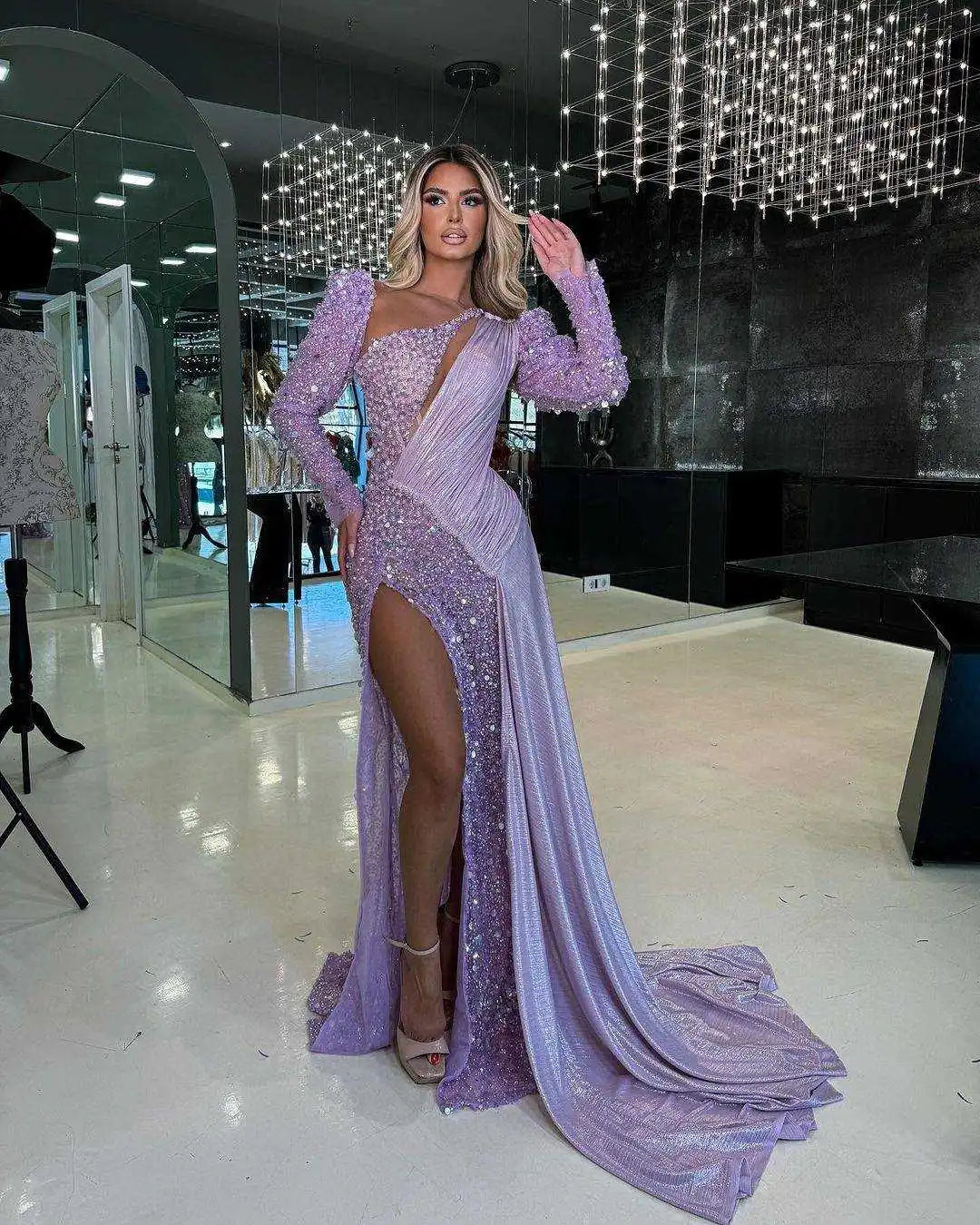 Factory Direct Sale Luxurious Purple Prom Dresses Mermaid Lace Beading Sequined Evening Gowns African High Split Special Occasion Dress Factory Direct Sale Luxurious Purple Prom Dresses Mermaid Lace Beading Sequined Evening Gowns African High Split Special Occasion Dress
