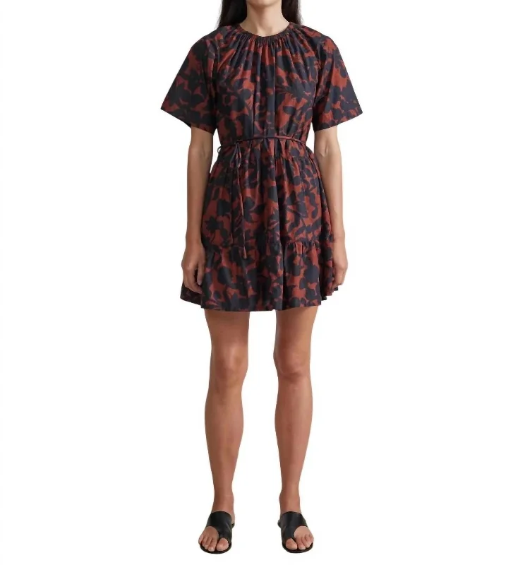 Super Sale Saara Tiered Mini Dress In Deep Botanic