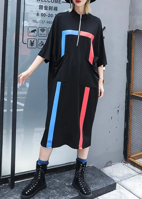 Season Finale Sale French black cotton clothes For Women zippered A Line summer Dresses