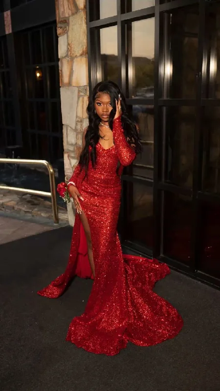 Reduced Prices Charming Red Sweatheart Sequins Black Girl Long Prom Dress, DP2107
