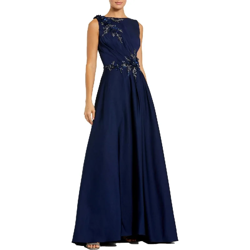 Amazing Deals Womens Satin Embellished Evening Dress