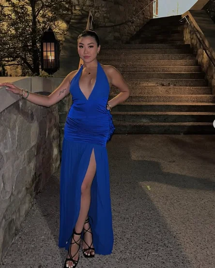 Exclusive Online Offer Blue Halter Slit Satin Evening Dress Formal Prom Dress Y7863 Exclusive Online Offer Blue Halter Slit Satin Evening Dress Formal Prom Dress Y7863