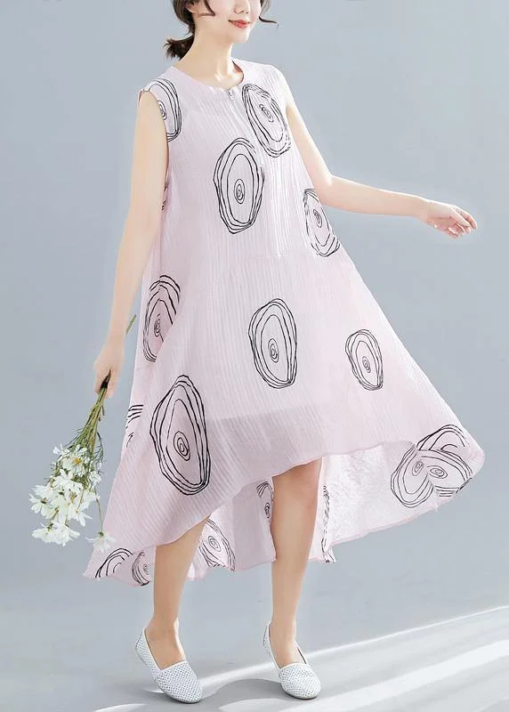 Steals and Deals DIY sleeveless low high design linen Tunics Work Outfits pink print Dresses summer Steals and Deals DIY sleeveless low high design linen Tunics Work Outfits pink print Dresses summer