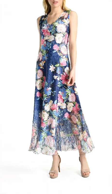 Incredible Offers Full Bloom Maxi Dress In Blue