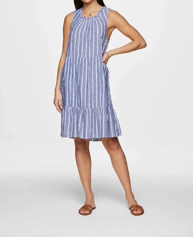 Daily Deals Cape Cod Stripe Dress In Blue