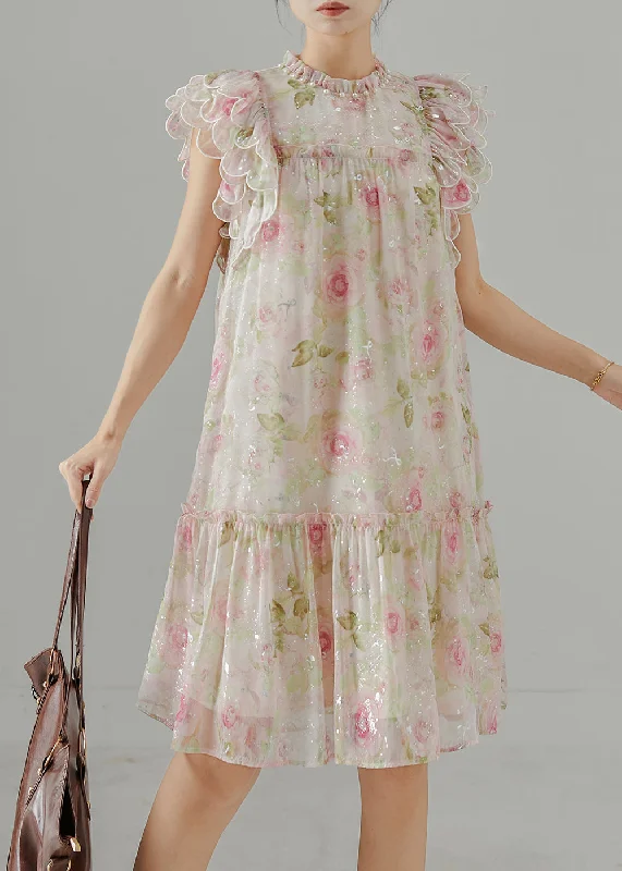 Price Meltdown Modern White Sequins Print Silk Party Dress Summer