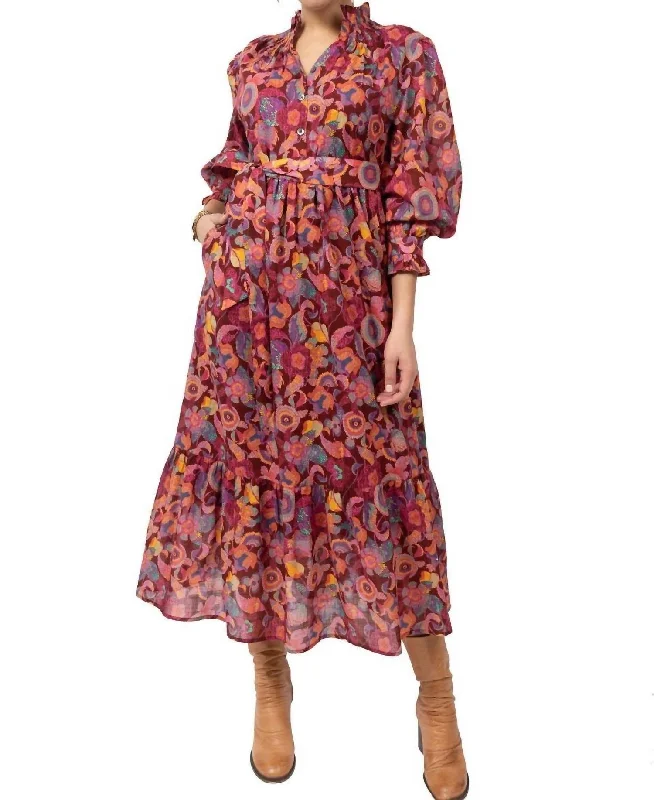 Act Fast Colored Flowers Dress In Floral