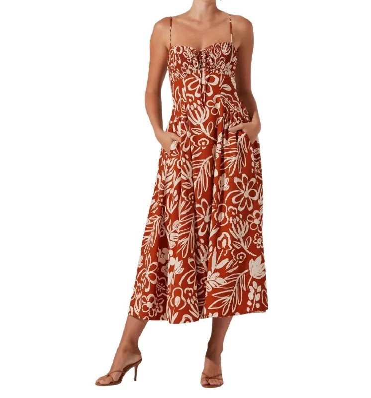 Massive Deals Sarai Maxi Dress In Burnt Orange/cream