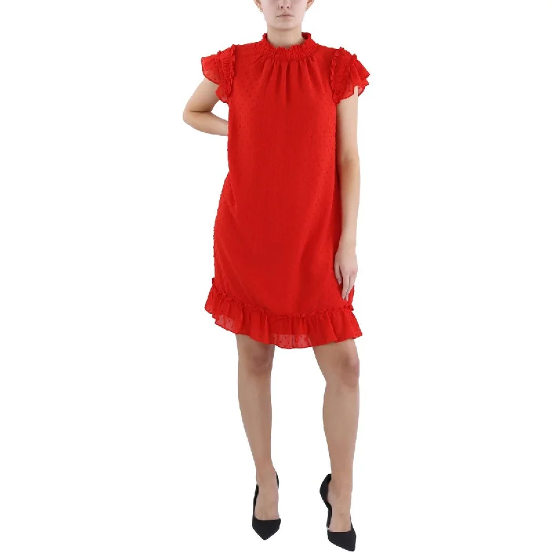 Act Fast Womens Mock Neck Knee Shift Dress
