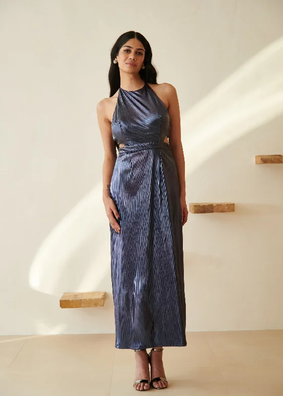 Today’s Special Moana Navy Blue Metallic Maxi Dress