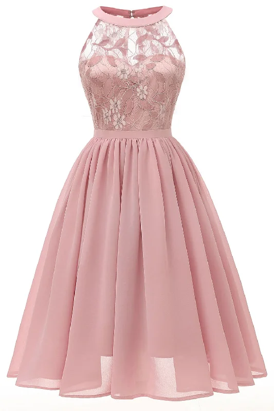 Unmissable Offer Sleeveless Short Pink Party Dress with Lace