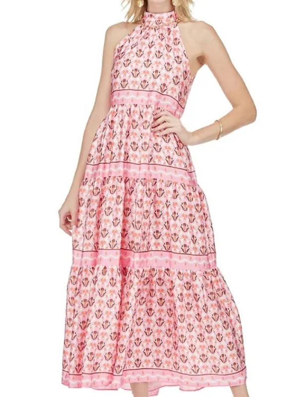 New Markdowns Cinch Neck Halter Maxi Dress In Tribeca Fans