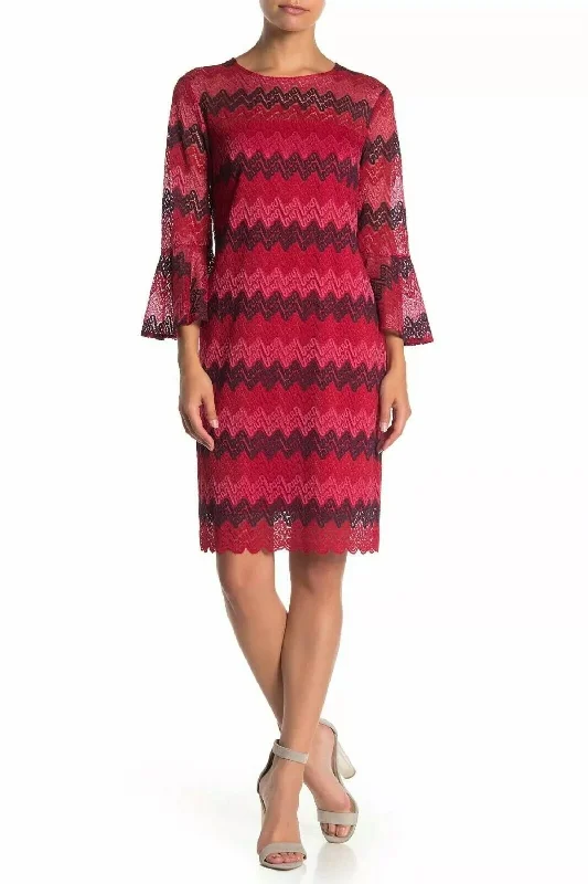 Fantastic Offers Knit Bell Sleeve Dress In Pink