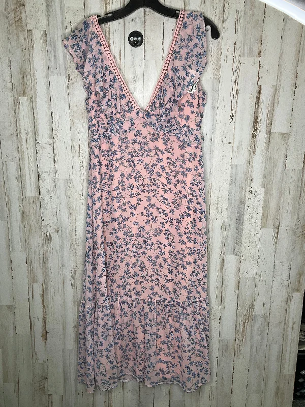 Great Deals Blue & Pink Dress Casual Midi Lulus, Size S