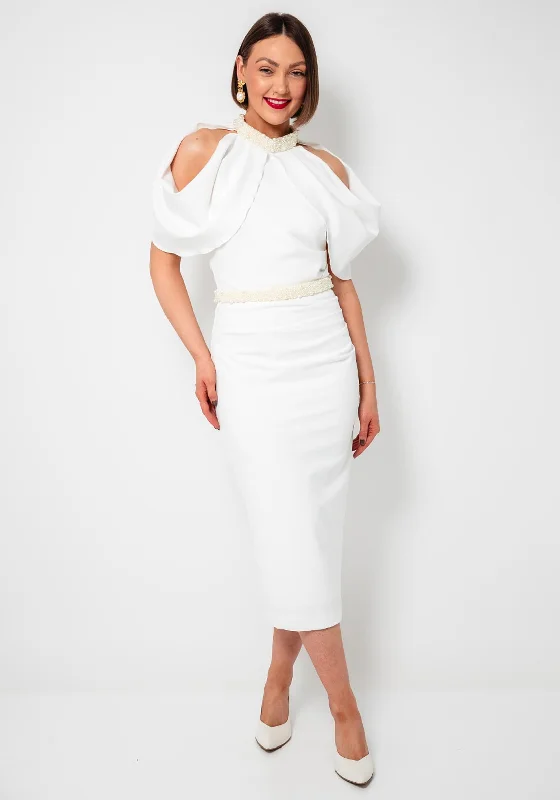 Exclusive Online Offer Kevan Jon Jenni Pearl Embellished Pencil Dress, Ivory