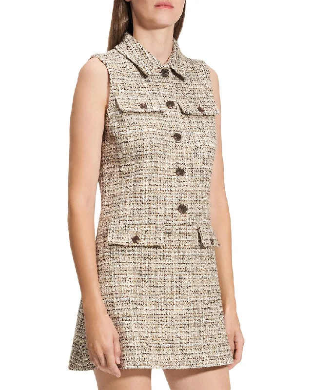 Final Clearance Theory Mix Tweed Military Mini Dress