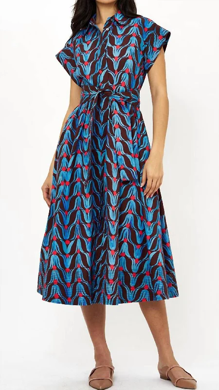 Major Savings Belted Shirt Dress In Tulip Red