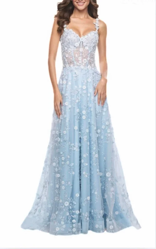 Savings Galore Beaded Align Gown In Light Blue