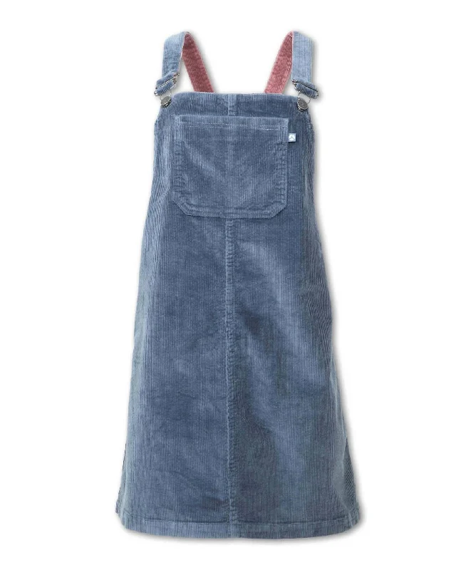 Clearance Sale Women's Stretch Corduroy Overall Dress In Indigo