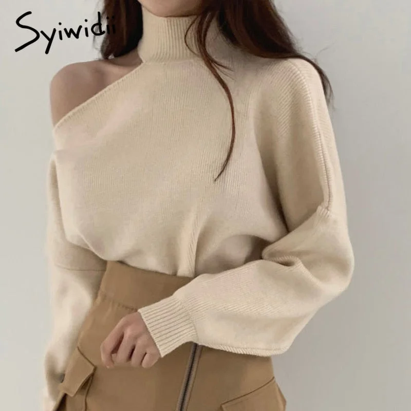 Savings Galore Awakecrm Back to College Syiwidii Turtleneck Sweaters Women Autumn Winter Korean Fashion New Pullovers Halter Strapless Long Sleeve Knitted Jumpers Savings Galore Awakecrm Back to College Syiwidii Turtleneck Sweaters Women Autumn Winter Korean Fashion New Pullovers Halter Strapless Long Sleeve Knitted Jumpers