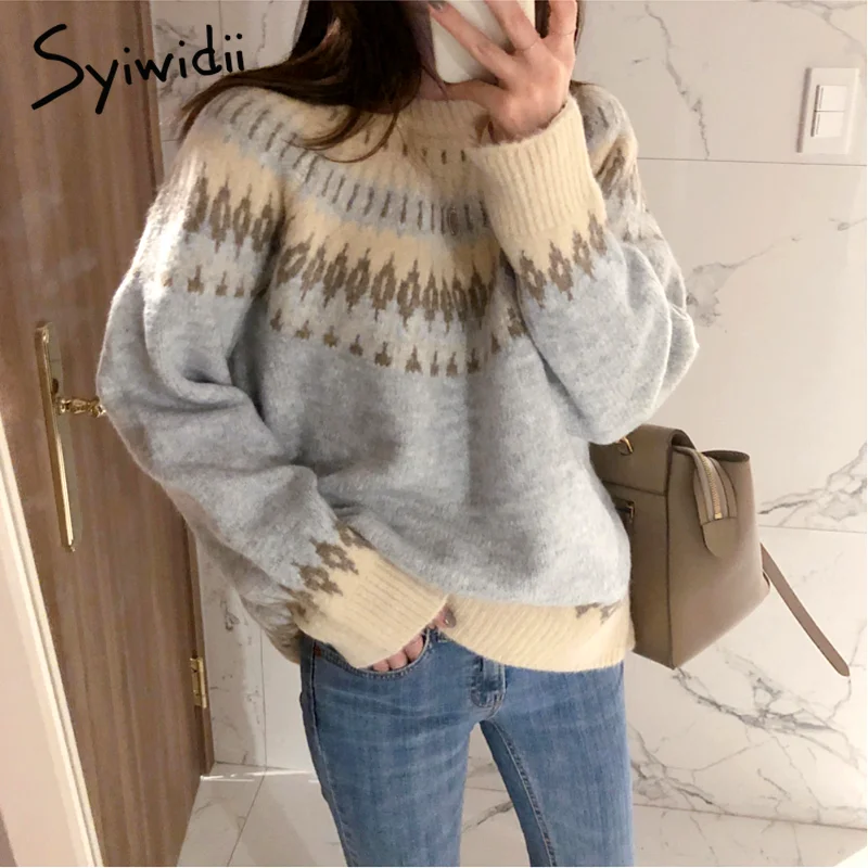 Online Only Awakecrm Back to College syiwidii women sweaters vintage thick striped autumn winter pullovers female korean knitted tops beige sky blue fashion new Online Only Awakecrm Back to College syiwidii women sweaters vintage thick striped autumn winter pullovers female korean knitted tops beige sky blue fashion new