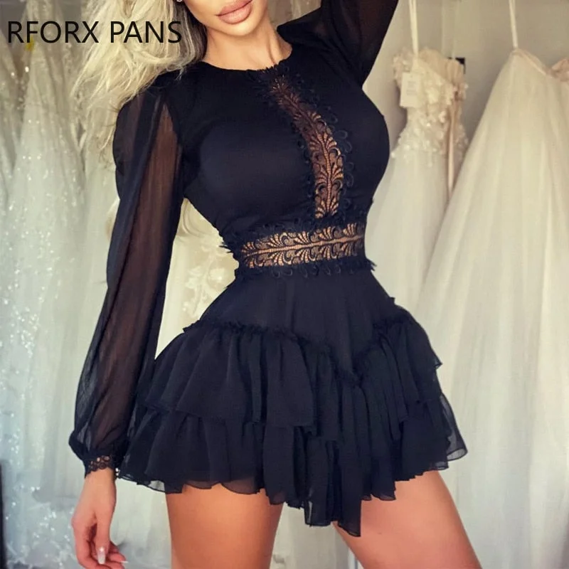 Deal Dash Back to College Women Long Sleeve Solid Stitching Lace Solid Color Long Sleeve Mini Dress Casual Dress Elegant Dress Deal Dash Back to College Women Long Sleeve Solid Stitching Lace Solid Color Long Sleeve Mini Dress Casual Dress Elegant Dress