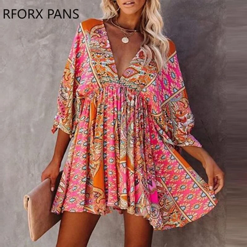 Closeout Back to College Women V-Neck Ethnic Print Ruched Casual Dress Bodycon Dress Mini Dress Elegant Party Dress Closeout Back to College Women V-Neck Ethnic Print Ruched Casual Dress Bodycon Dress Mini Dress Elegant Party Dress