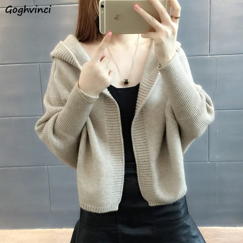 Epic Deals Awakecrm Cardigans Women Hooded Solid Simple Loose 2XL Harajuku Elegant Korean Style Daily Casual Fashion All-match Females Sweater Sweet Epic Deals Awakecrm Cardigans Women Hooded Solid Simple Loose 2XL Harajuku Elegant Korean Style Daily Casual Fashion All-match Females Sweater Sweet